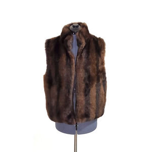 Faux Fur Zippered Vest Brown Size x-Large